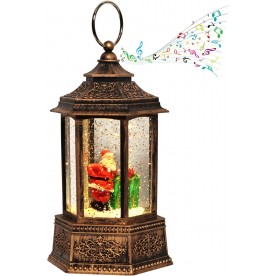 Музикален коледен LED фенер преспапие, шестоъгълник 