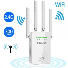 Безжичен WiFi Repeater 300Mbps, мрежов повторител и усилвател PIX-LINK WR09