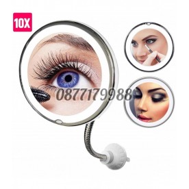 Гъвкаво огледало за грим с LED светлина и увеличение 10Х