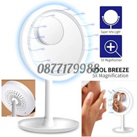 Огледало за гримиране с LED осветление и вентилатор